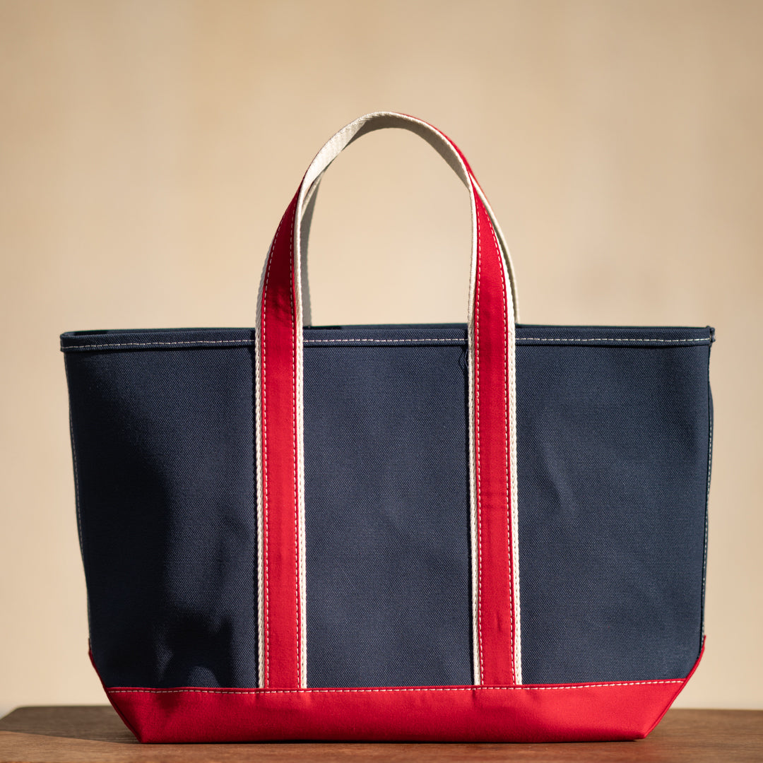 Canvas Tote navy Duck × red Moleskin