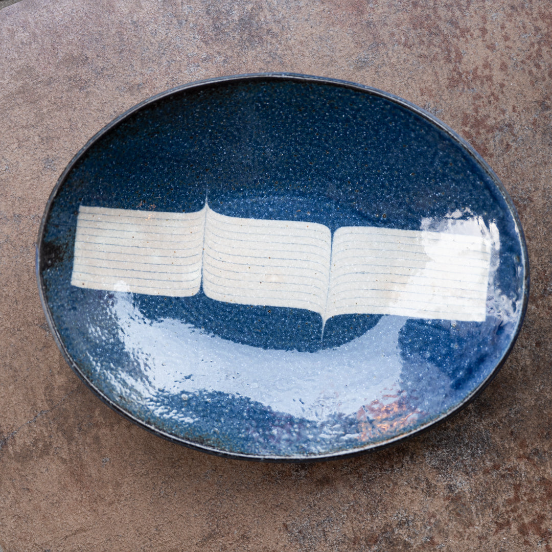 BONCOURA 楕円大皿 インディゴヒッコリー