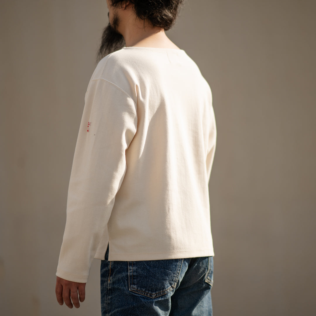 Breton Shirt Long Sleeve Raschel Knit white
