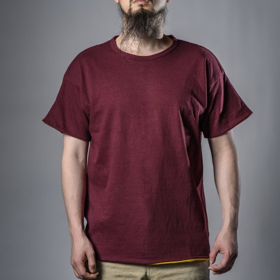 Reversible Tee Burgundy Yellow Loop Wheeled