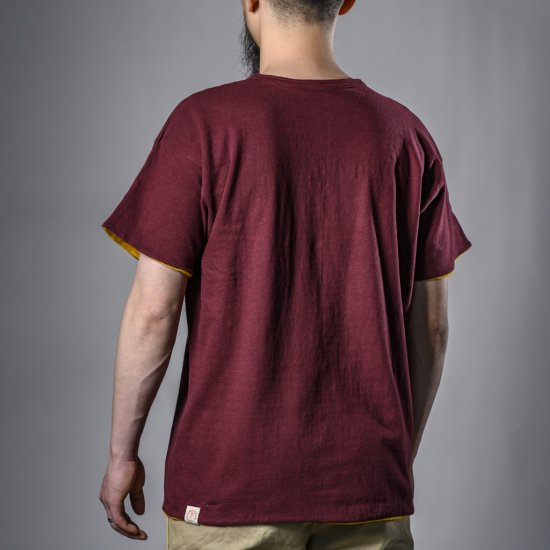 T-shirt Réversible Boucle Jaune Bordeaux Roulé