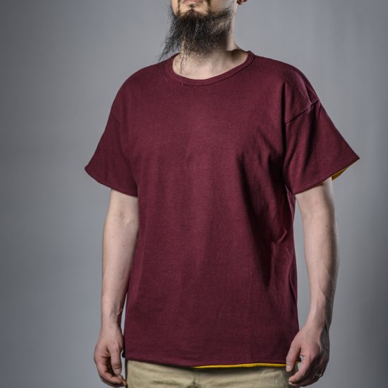 T-shirt Réversible Boucle Jaune Bordeaux Roulé