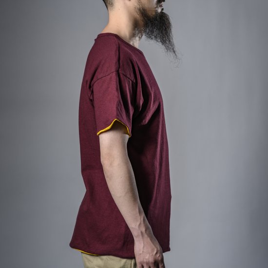 T-shirt Réversible Boucle Jaune Bordeaux Roulé