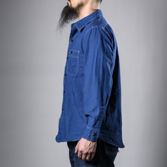 Chemise de Travail Chambray bleu indigo × bleu indigo