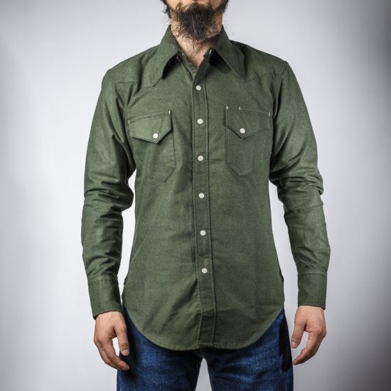 BONCOURA ウェスタン シャツ コットンフラノ オリーブ WesternBD Shirt Cotton Flannel Olive