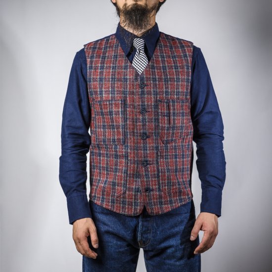 ワークジレ ニードルパンチチェック (work gilet)