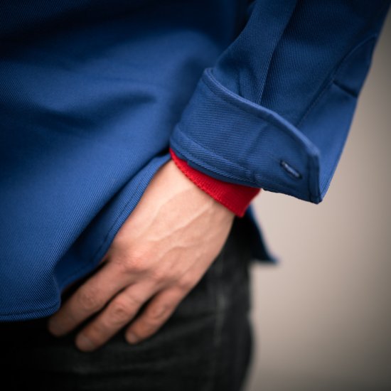 CPO Shirt Band Collar English Twill Blue