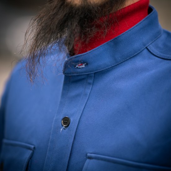 CPO Shirt Band Collar English Twill Blue