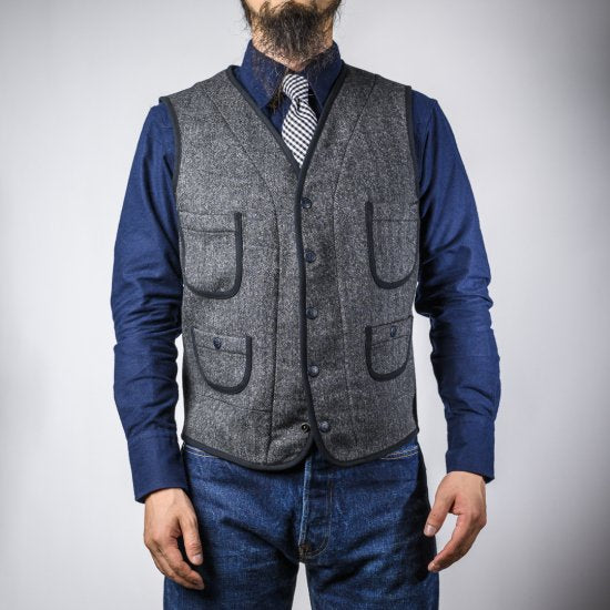 パイピングベスト グレーカシミヤ (Piping Vest Gray Cashmere)