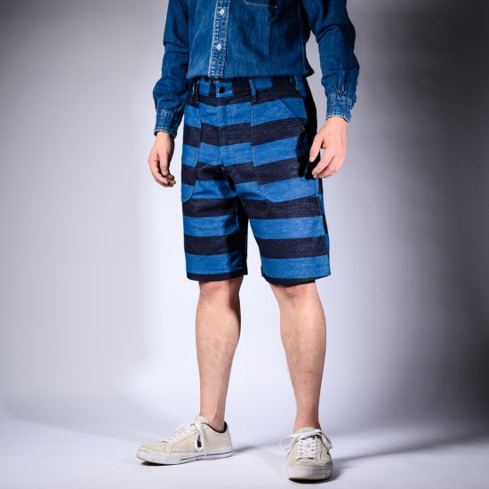 border shorts indigo × blue