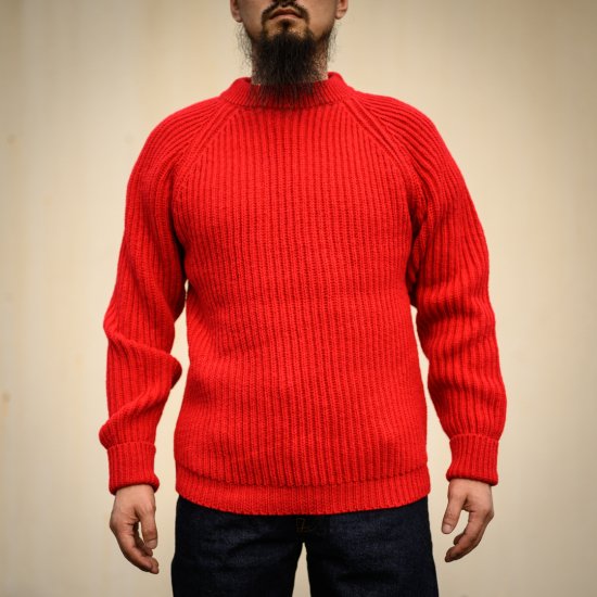 フィッシャーマンセーター レッド シェットランド Fisher Man Sweater Shetland Wool Red