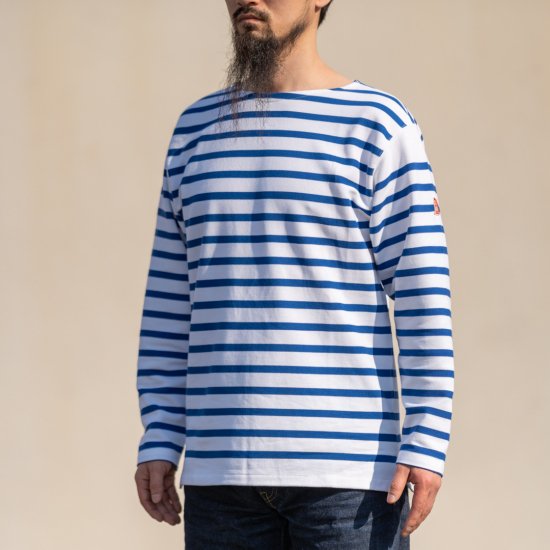 ブレトンシャツ Breton Shirt Long Sleeve Raschel Knit blue white
