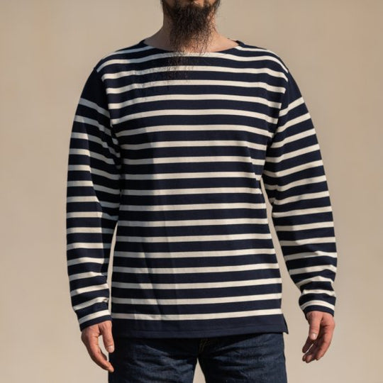 ブレトンシャツ Breton Shirt Long Sleeve Raschel Knit navy off white