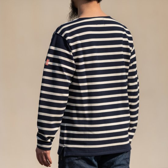 ブレトンシャツ Breton Shirt Long Sleeve Raschel Knit navy off white