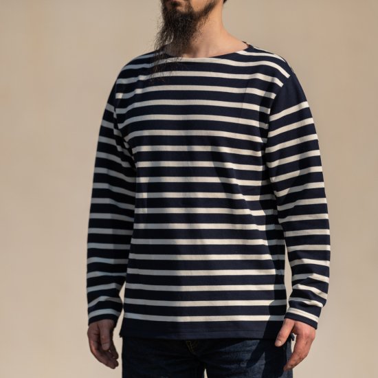 ブレトンシャツ Breton Shirt Long Sleeve Raschel Knit navy off white