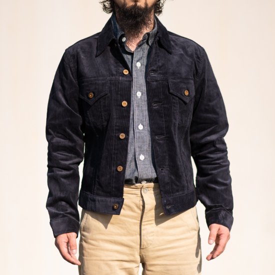 3rd Gジャン コール天 ネイビー Trucker Jacket Corduroy navy