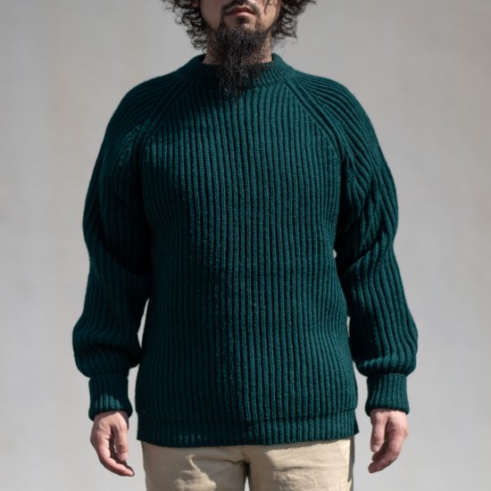 フィッシャーマンセーター グリーン シェットランド Fisher Man Sweater Shetland Wool Green