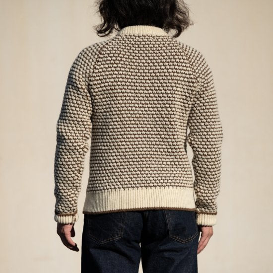 ポップコーンセーター シェットランド ナチュラル×ブラウン Popcorn Sweater Shetland Wool natural × brown