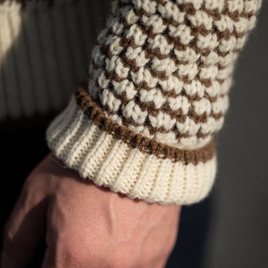 ポップコーンセーター シェットランド ナチュラル×ブラウン Popcorn Sweater Shetland Wool natural × brown