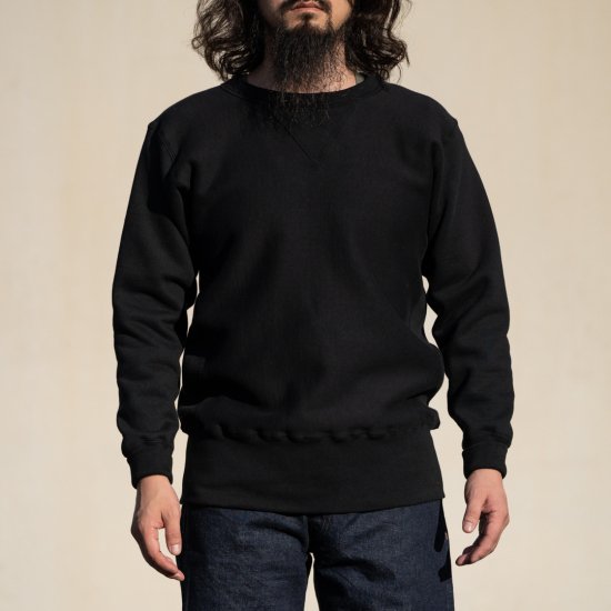 両Vトレーナー リバース型 ブラック Loop Wheeled V Sweater Reverse Weave black