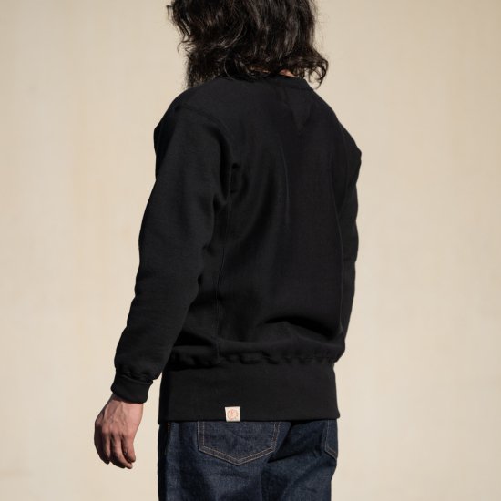 両Vトレーナー リバース型 ブラック Loop Wheeled V Sweater Reverse Weave black
