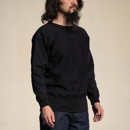両Vトレーナー リバース型 ブラック Loop Wheeled V Sweater Reverse Weave black