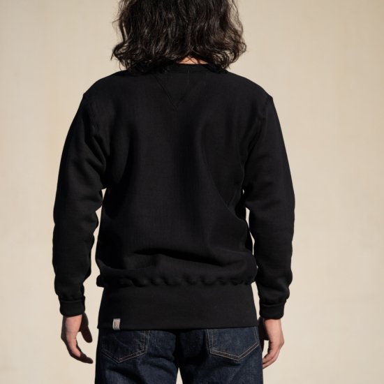 両Vトレーナー リバース型 ブラック Loop Wheeled V Sweater Reverse Weave black