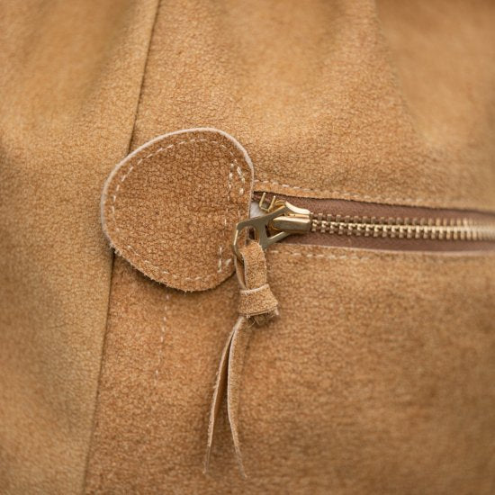 sac bandoulière cuir suède sable