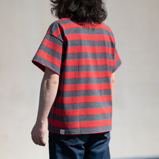 Striped Tee Heather red × Heather gray