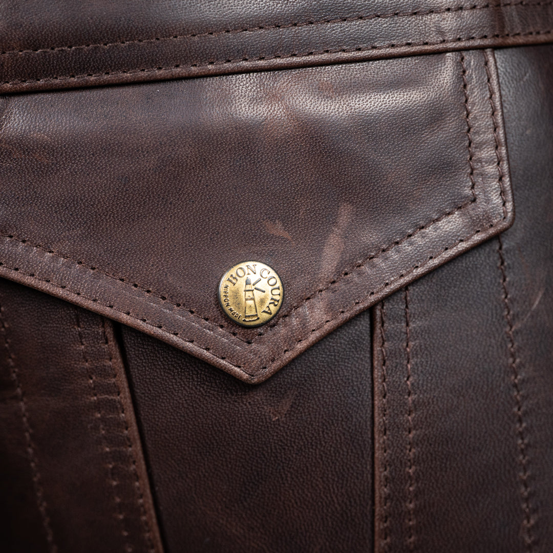 Leather Jacket 3rd Hand-Waxed Brown Fade