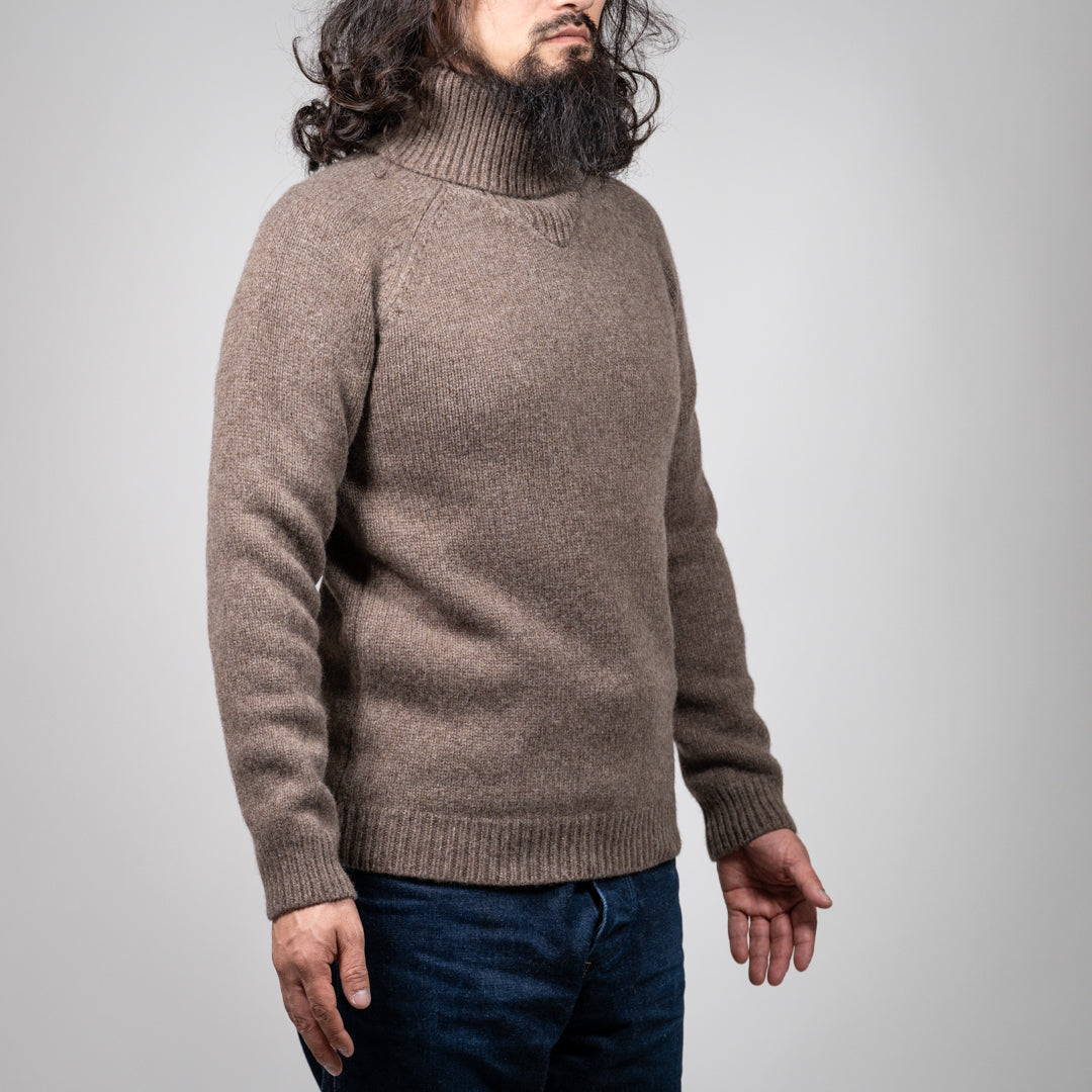 Turtle Neck Sweater Premium Merino natural brown