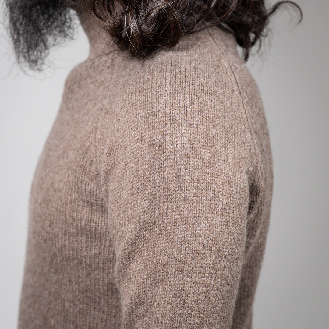 Turtle Neck Sweater Premium Merino natural brown