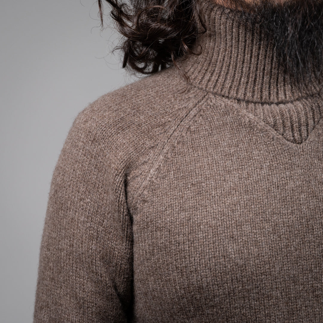Turtle Neck Sweater Premium Merino natural brown
