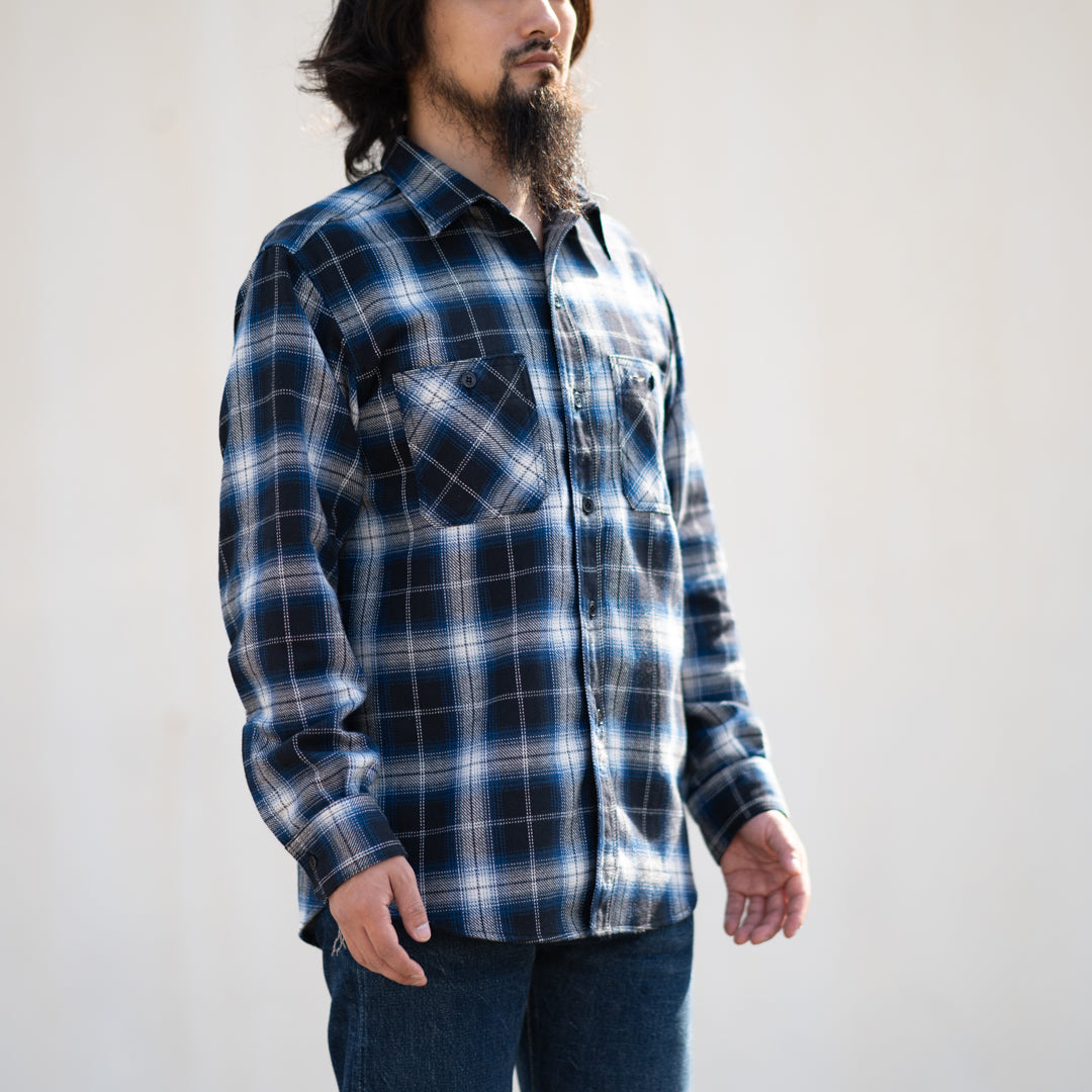 Work Shirt Flannel Ombre Plaid navy