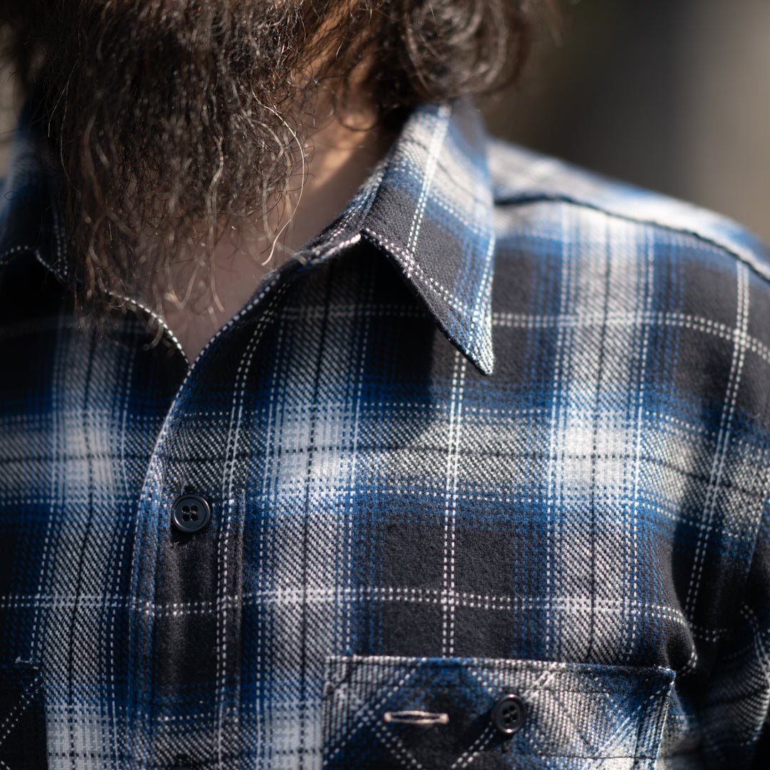 Work Shirt Flannel Ombre Plaid navy