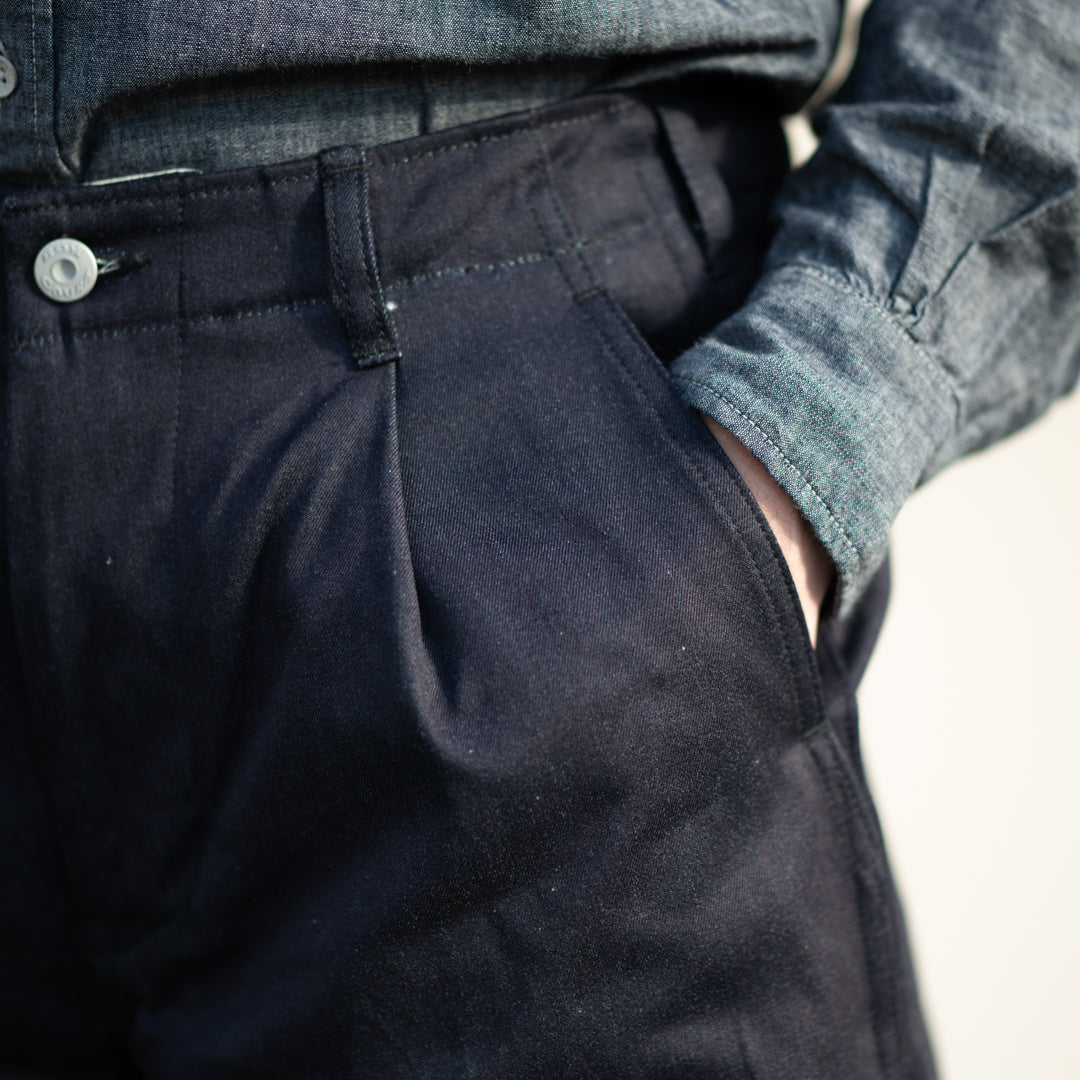 One Tuck Trousers West Point Denim Indigo