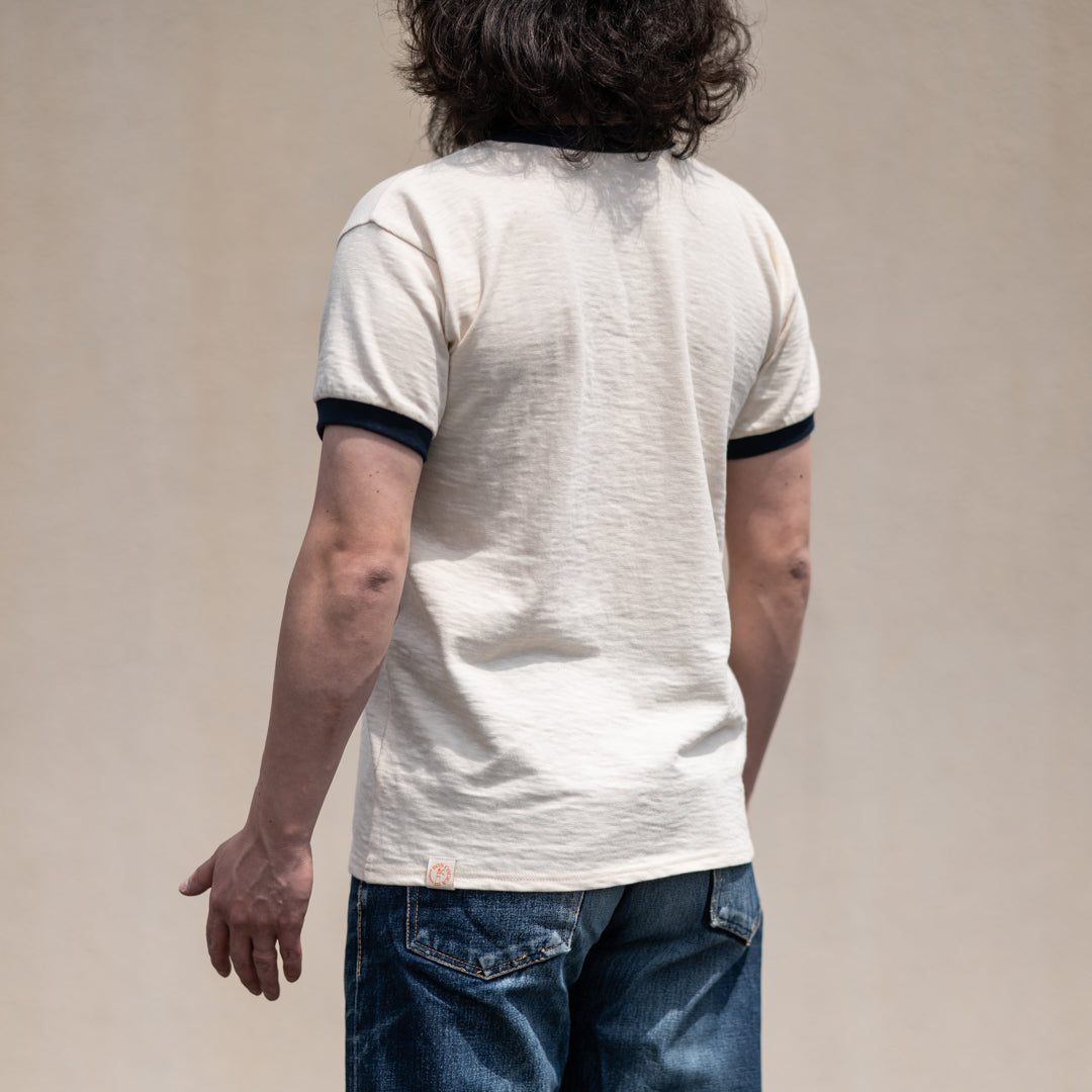 Ringer Tee natural × navy SALON LIMITED