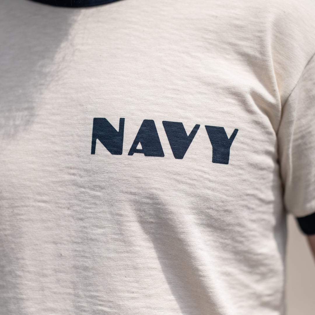 Ringer Tee natural × navy SALON LIMITED