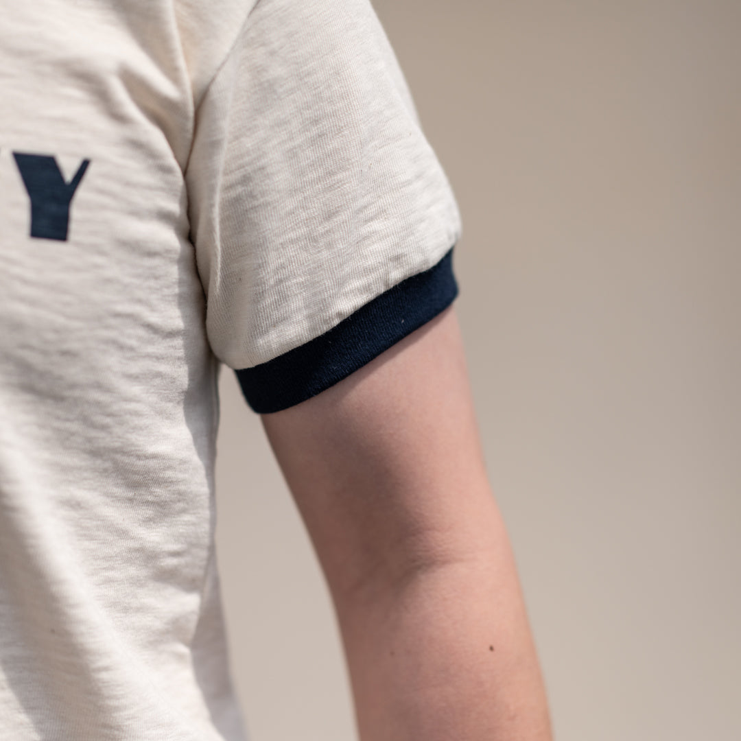 Ringer Tee natural × navy SALON LIMITED