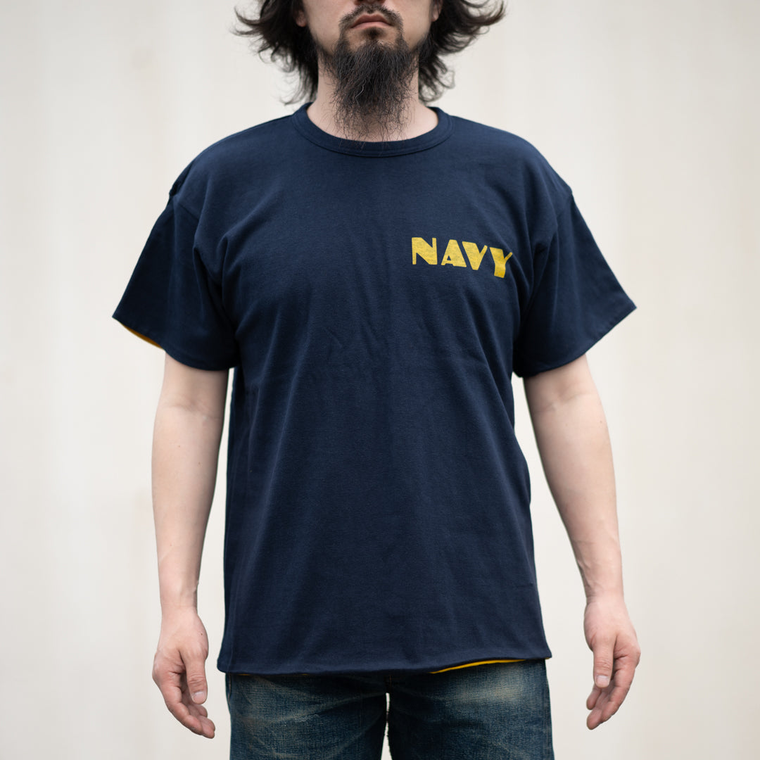 Loop Wheeled Reversible Print Tee navy SALON LIMITED