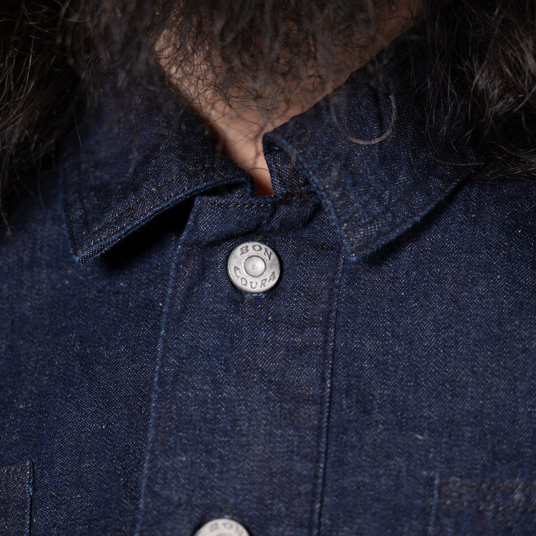 Army Pullover Shirt Cotton Linen Denim indigo