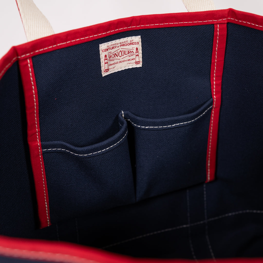 Pocket Boat Tote navy Duck × Paraffin red Duck