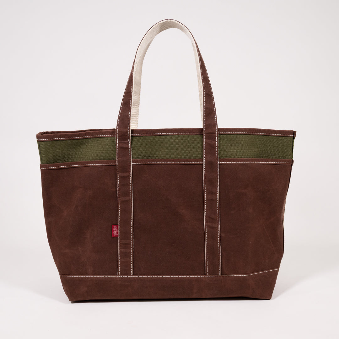 Pocket Boat Tote Army Olive Duck × Paraffin brown Duck