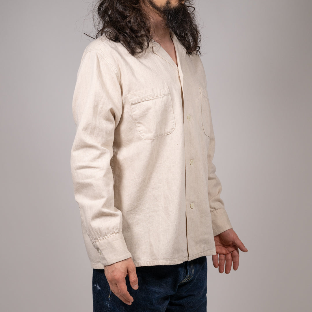Open-Collar Shirt Cotton Linen natural