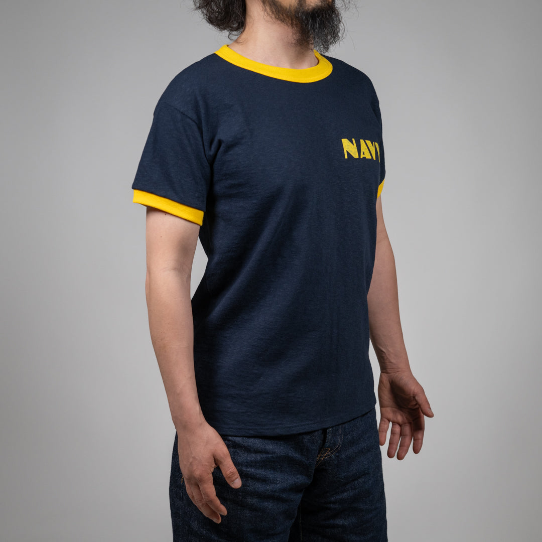 Ringer Tee navy × yellow SALON LIMITED