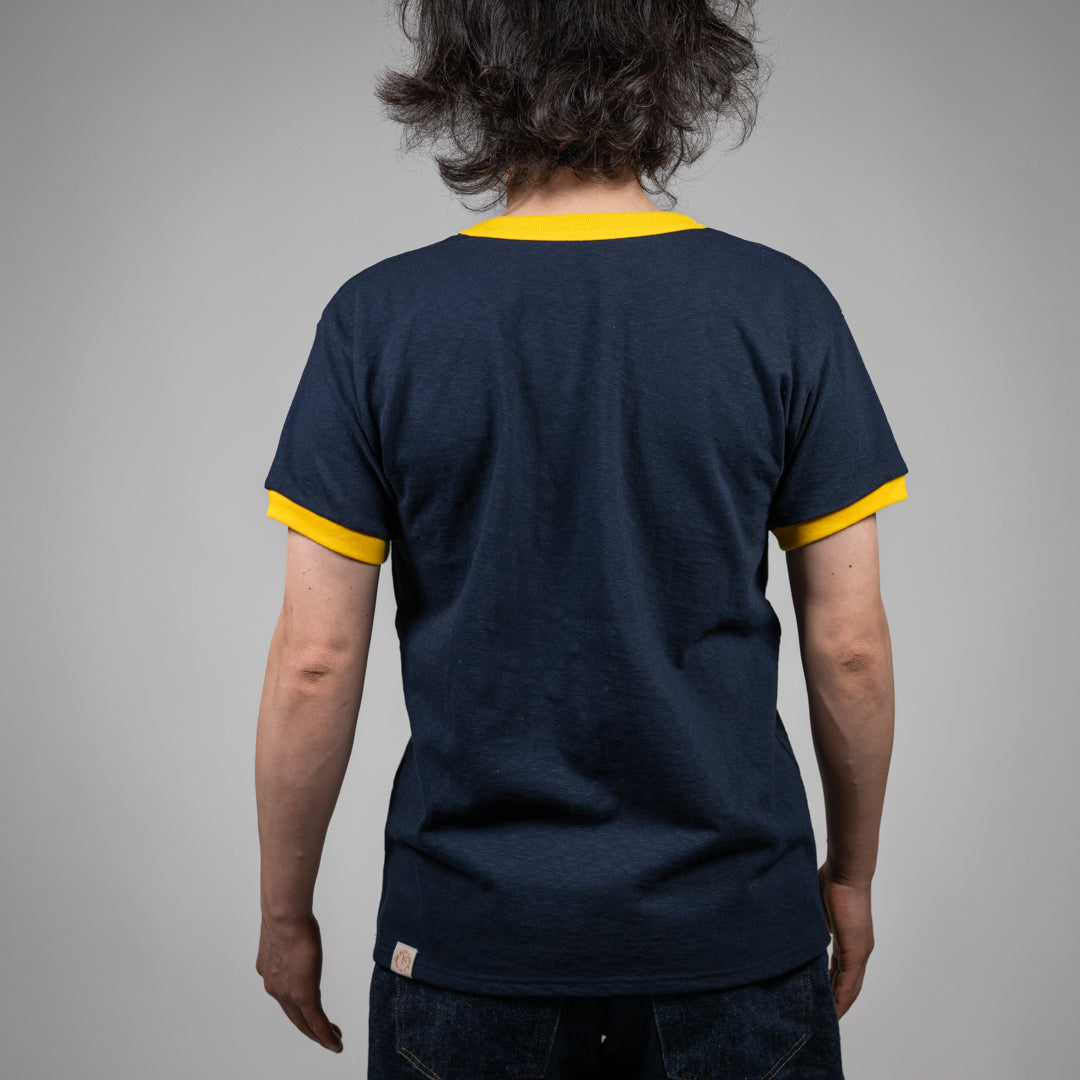 Ringer Tee navy × yellow SALON LIMITED