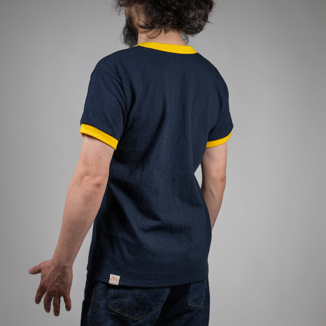 Ringer Tee navy × yellow SALON LIMITED