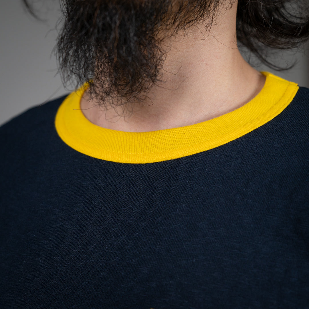 Ringer Tee navy × yellow SALON LIMITED