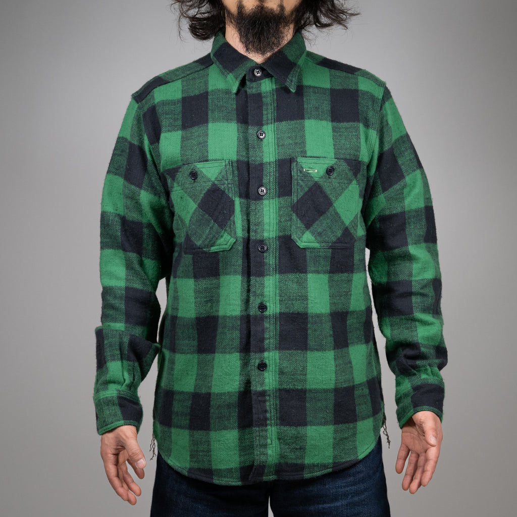Work Shirt Flannel Buffalo Check Herringbone Dead Stock green