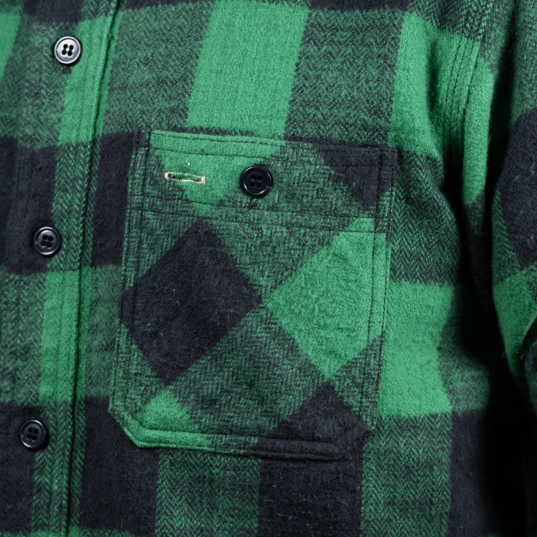 Work Shirt Flannel Buffalo Check Herringbone Dead Stock green SALON LIMITED